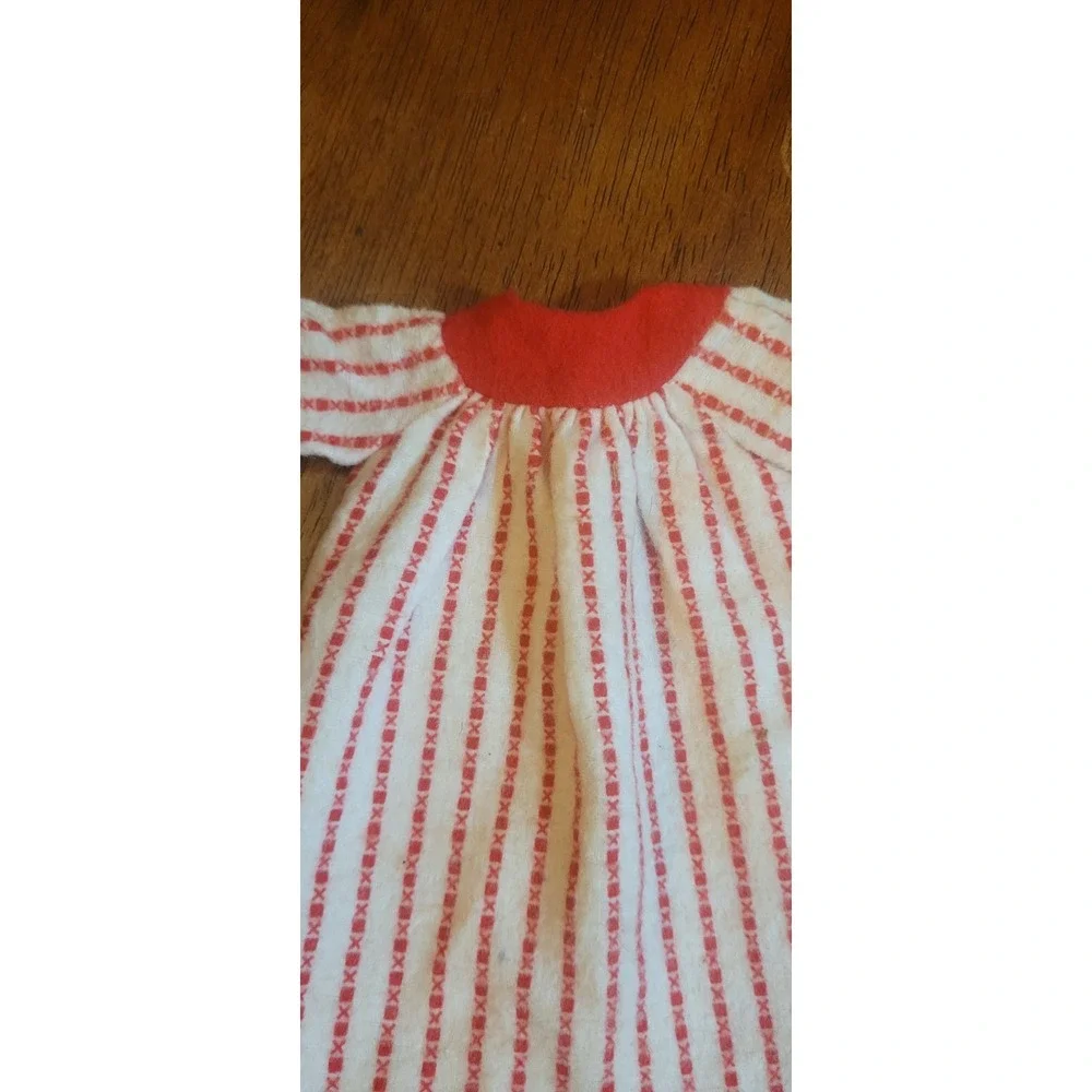 Vintage Ideal Tammy Mom ? Clothes Doll Outfit Red White Flannel Robe Nightgown